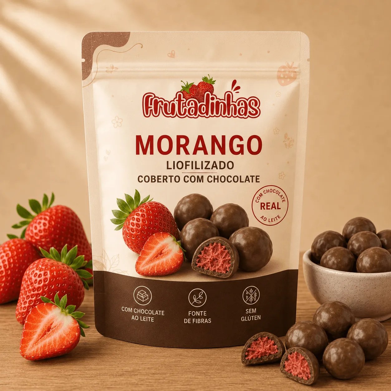 Morango Liofilizado Coberto com Chocolate - imagem 1